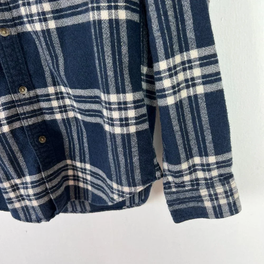 J. Crew Blue Plaid Flannel Buttondown Shirt w/ Elbow Patches Size Small S A964 - Picture 4 of 12